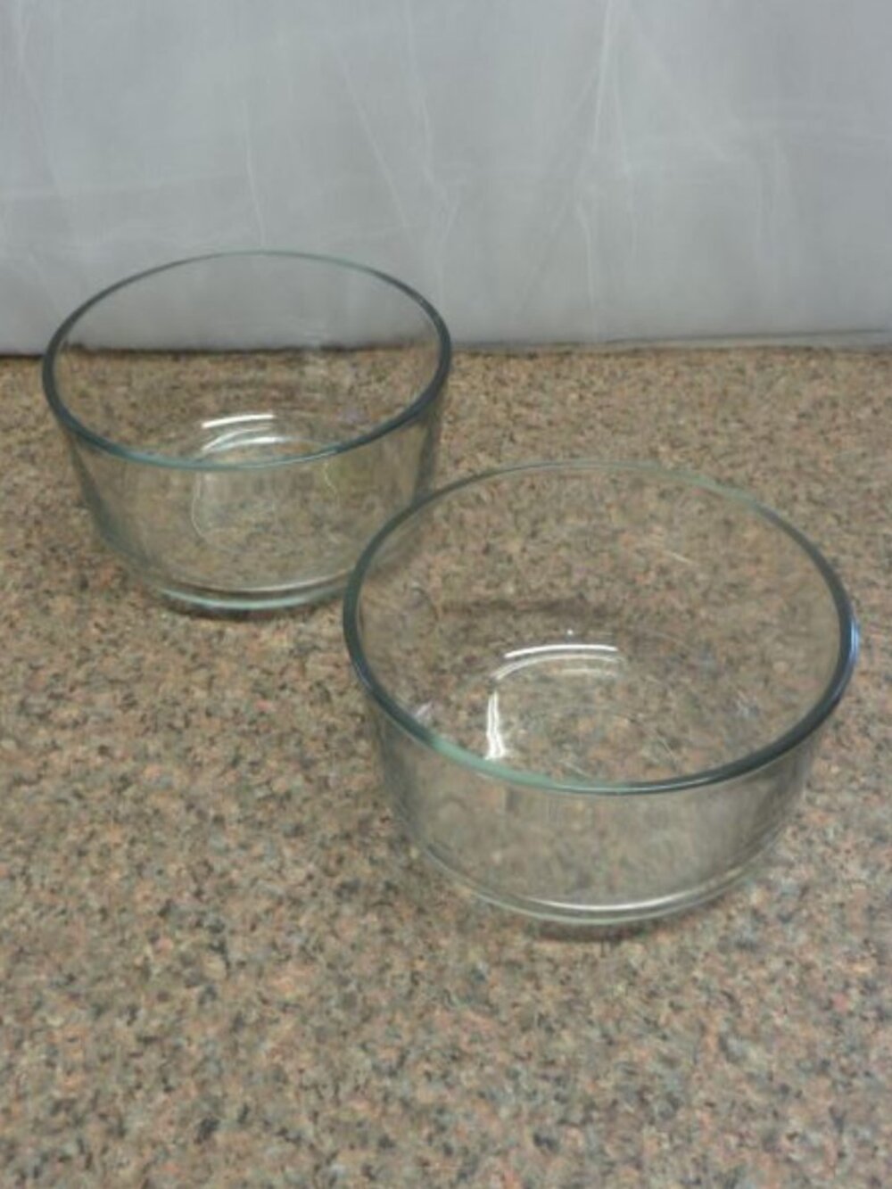 Set of 2 ANCHOR Hocking Clear Glass Mixing BOWL 1 Qt/946 ml. USA 6”